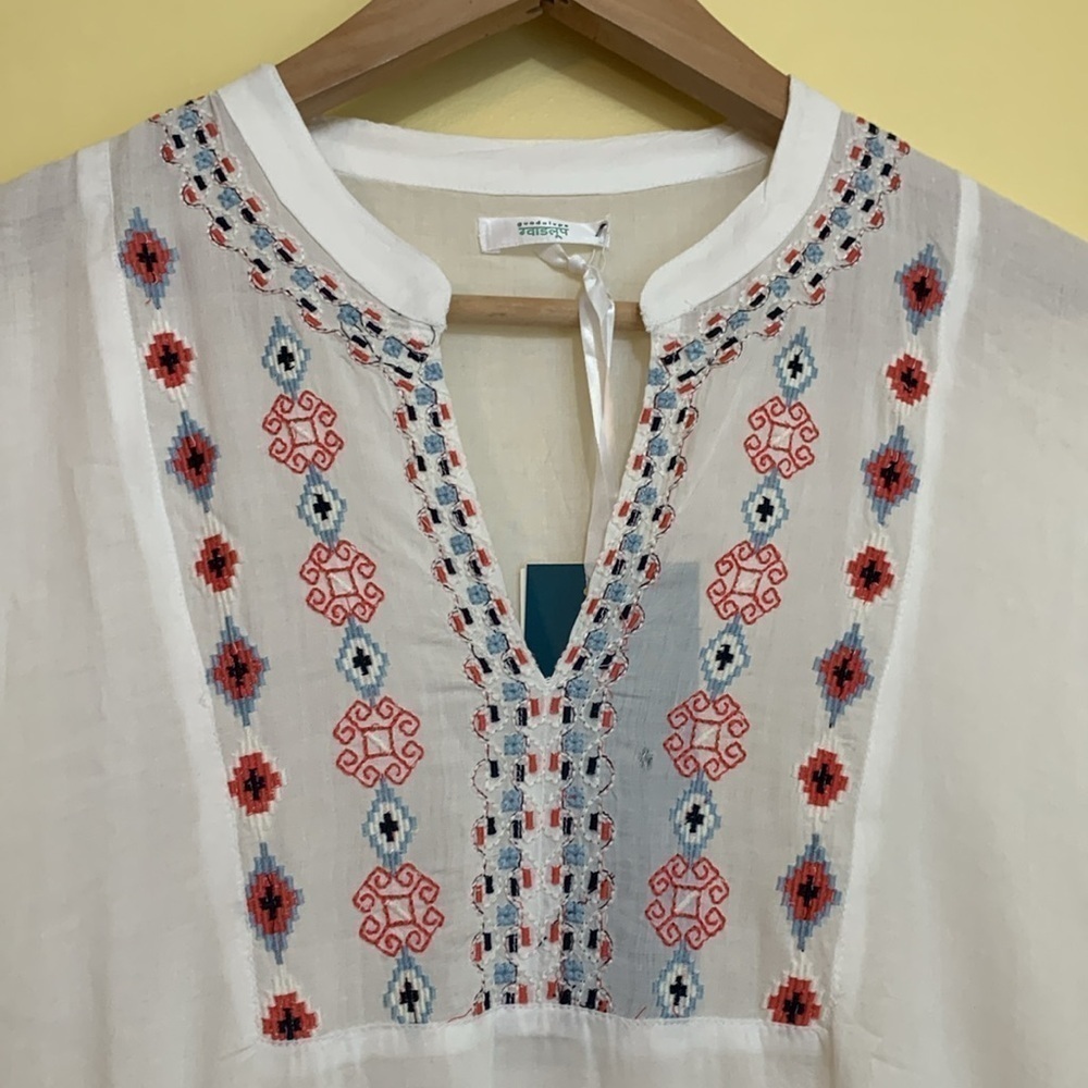 Guadalupe Design | NWT Gracie Viscose Embroidered Kaftan Beach Coverup Dress OS - Picture 9 of 17